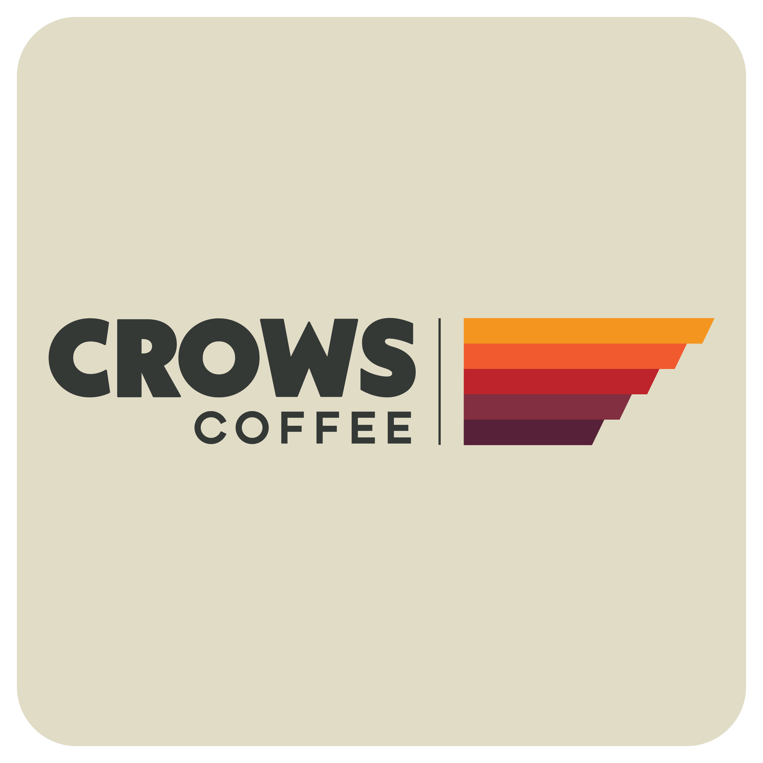 Crows Coffee Social Logo, Full Color Logo on Beige Background